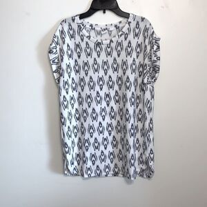Gap | Women’s White Black Sleeveless Knit Geometric Printed Shirt Blouse Size S